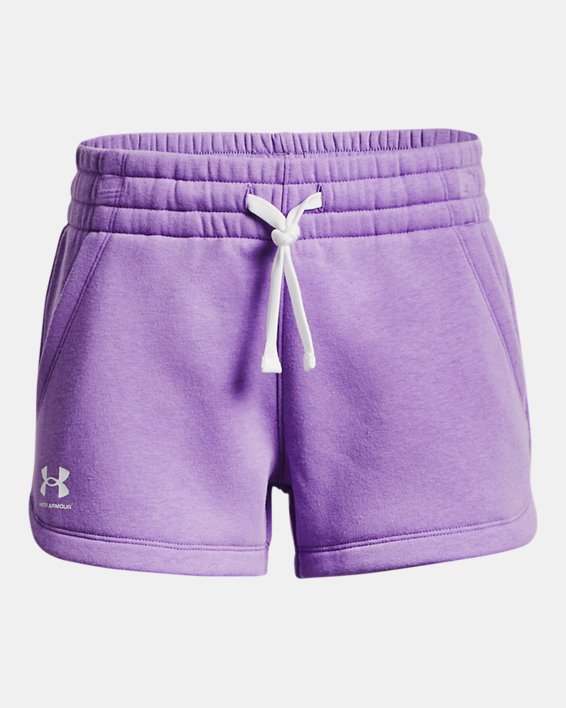 Girls' UA Rival Fleece Shorts, Purple, pdpMainDesktop image number 0